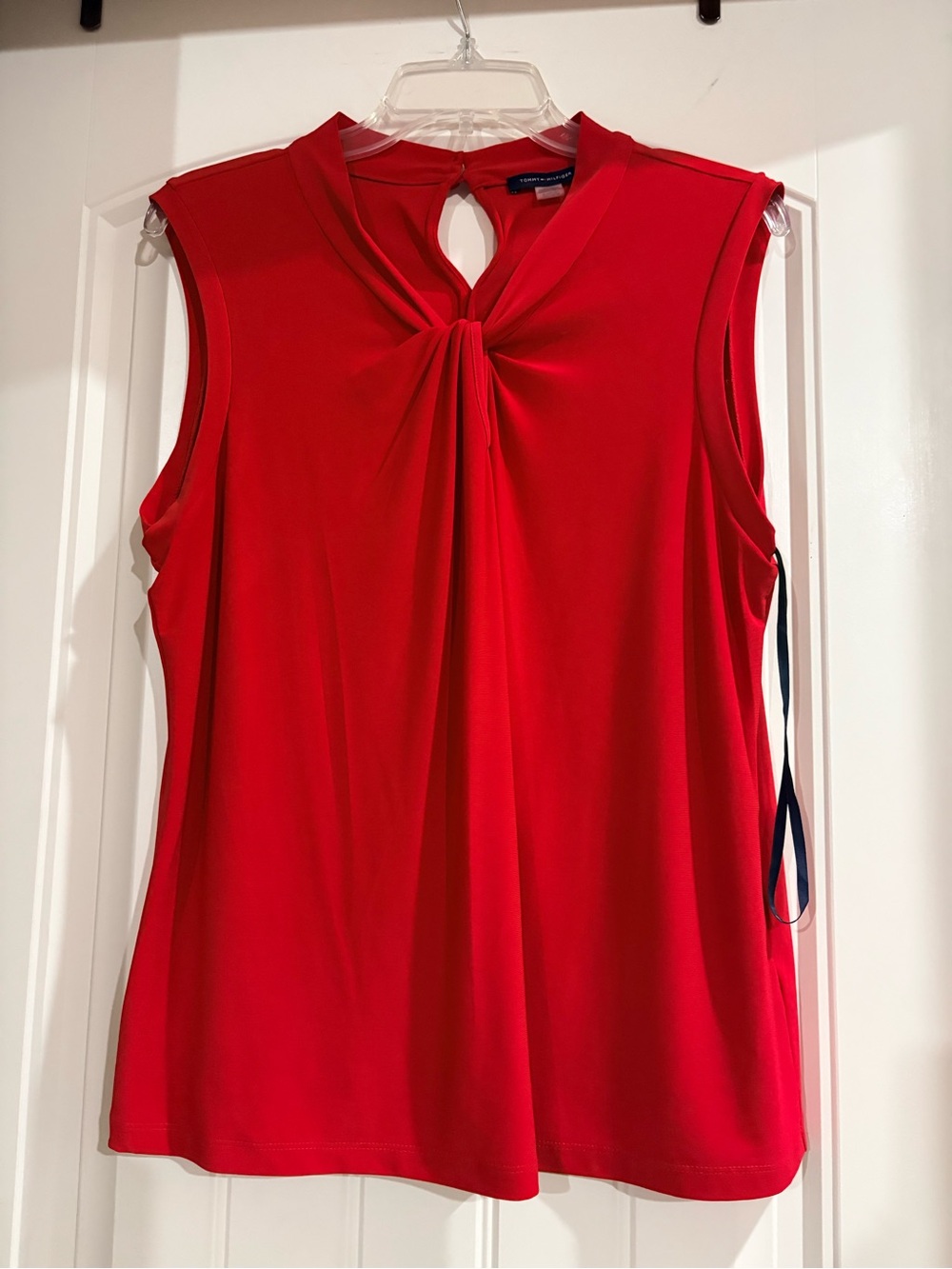 Sleeveless Red Knot-Front Women's Top